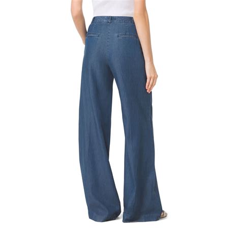 michael michael kors chambray rope wide leg pant light indigo